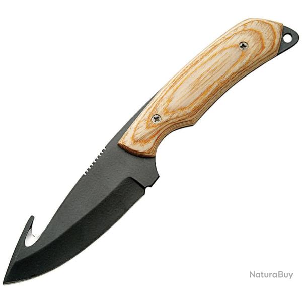 Couteau Fixe Rite Edge Guthook Lame Inox Manche Pakkawood Marron �tui Cuir PA8007
