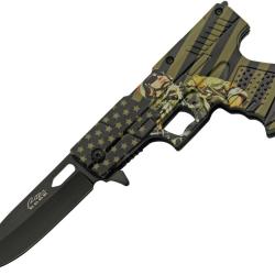 Couteau Pliant Rite Edge Gun Soldier A/O Lame Inox Manche ABS Vert Linerlock CN300227CM