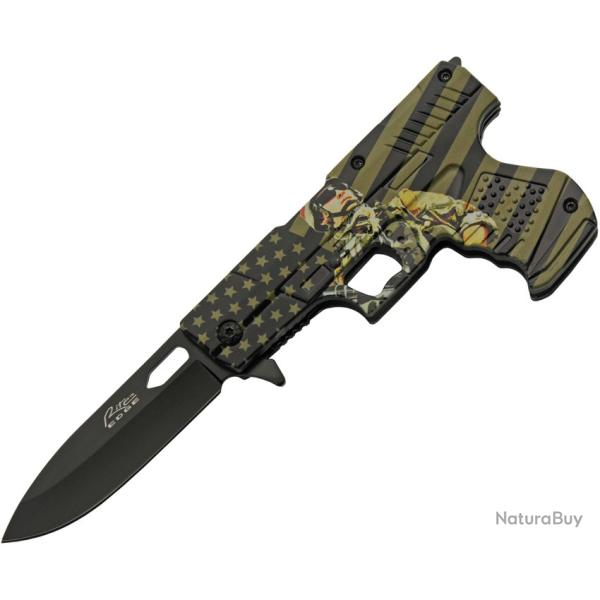 Couteau Pliant Rite Edge Gun Soldier A/O Lame Inox Manche ABS Vert Linerlock CN300227CM