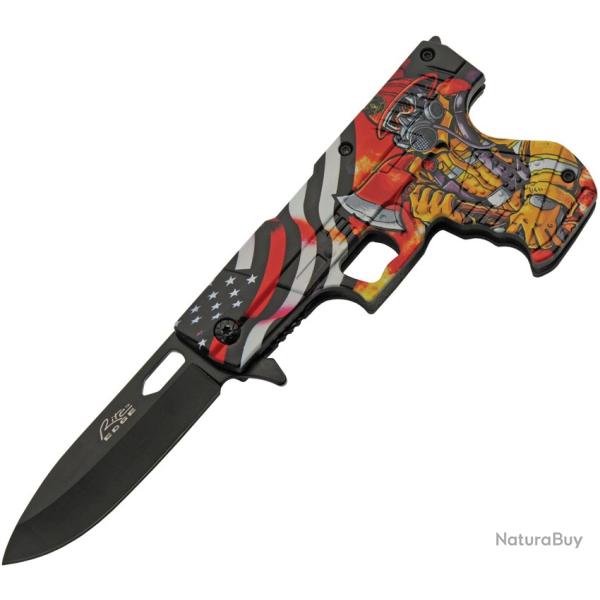 Couteau Pliant Rite Edge Gun Firefighter A/O Lame Inox Manche ABS Linerlock CN300227FF