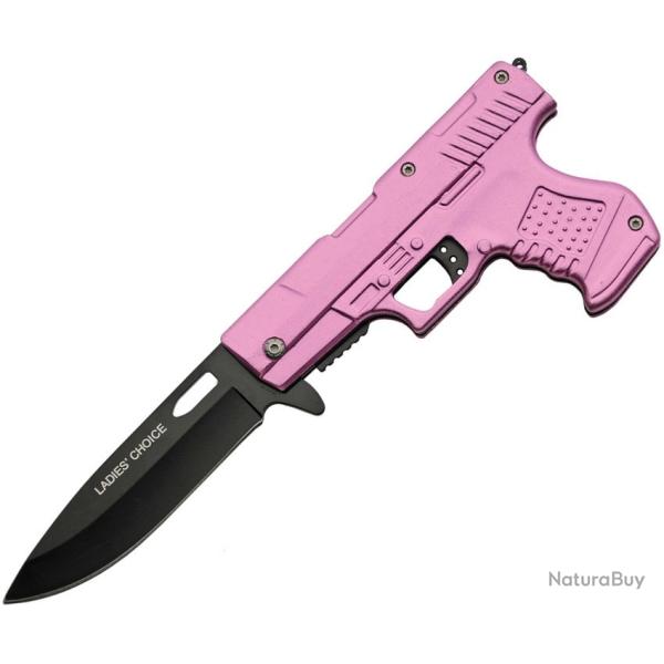 Couteau Pliant Rite Edge Gun A/O Lame Inox Manche ABS Rose Linerlock CN300227PK
