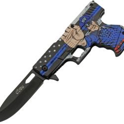 Couteau Pliant Rite Edge Gun Police Pride A/O Lame Inox Manche ABS Linerlock CN300227PP