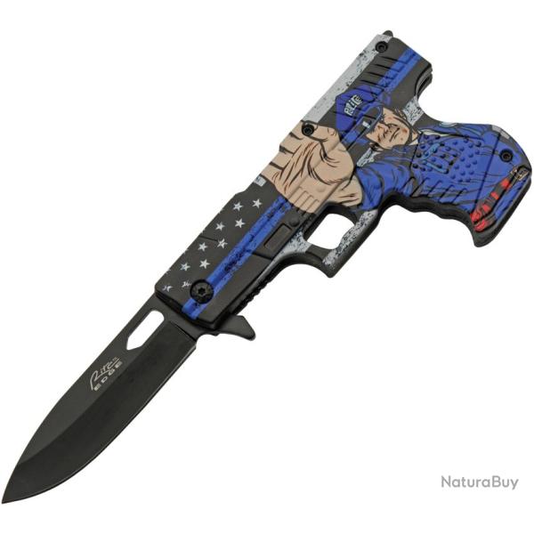 Couteau Pliant Rite Edge Gun Police Pride A/O Lame Inox Manche ABS Linerlock CN300227PP