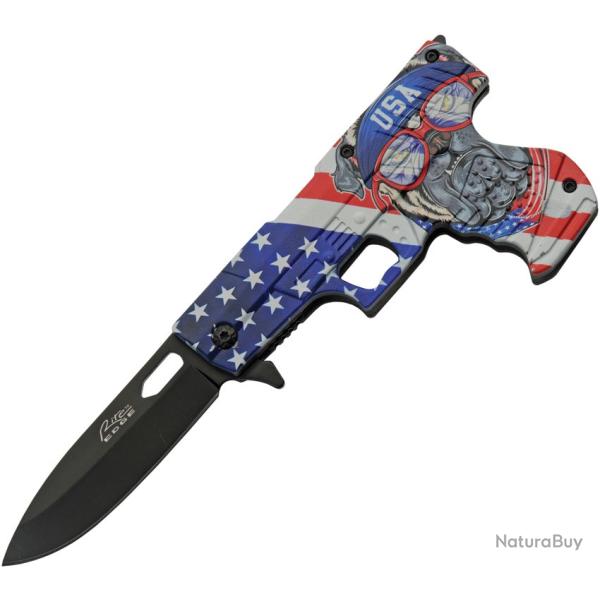 Couteau Pliant Rite Edge Gun Bulldog A/O Lame Inox Manche ABS Linerlock CN300227PV