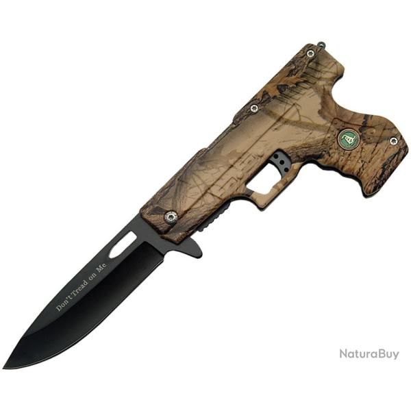 Couteau Pliant Rite Edge Gun Don't Tread A/O Lame Inox Manche ABS Camo Linerlock CN300227SB