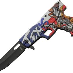 Couteau Pliant Rite Edge Gun Texas A/O Lame Inox Manche ABS Linerlock CN300227TE