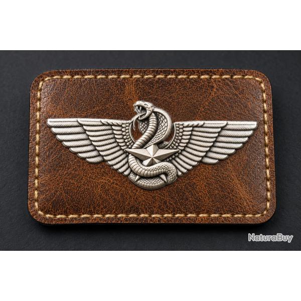 Patch brevet niveau argent Mcs Cpis Moniteur de combat sp�cialis� -cuir PU scratch 7,5x5cm - SA DGSe
