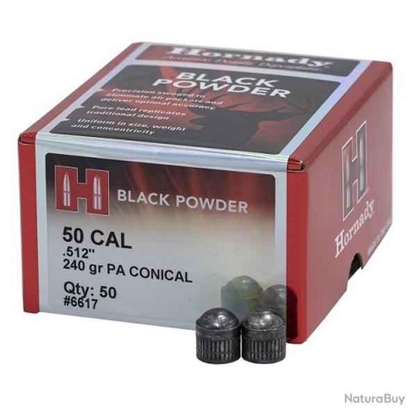 Bo�te de 50 ogives RONDE Hornady 50 CAL 240GR PA CONICAL 6617