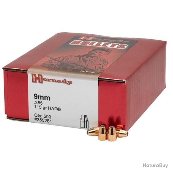 Bo�te de 500 ogives Hornady 9MM .355 115 GR HAP 355281