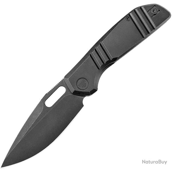 Couteau Pliant TRIVISA Gecko BSW Lame Acier M390 Drop Point Manche Titane Noir Linerlock TVJM04BM