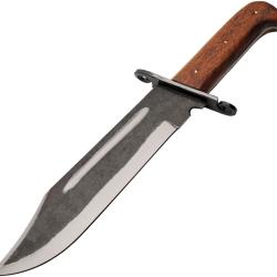 Couteau Fixe Forged Frontier Bowie Lame Acier Carbone Manche Noyer &Eacute;tui Cuir PA4471