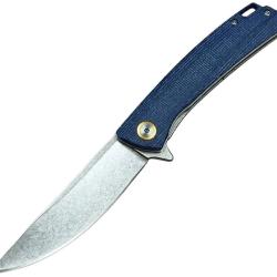 Couteau Pliant ElitEdge Lame Acier D2 Drop Point Manche Micarta Bleu Linerlock EE10B013BL