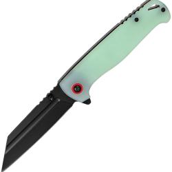 Couteau Pliant ElitEdge Lame Acier 8Cr13MoV Tanto Invers&eacute; Manche G10 Vert Jade Linerlock EE10B048TJD