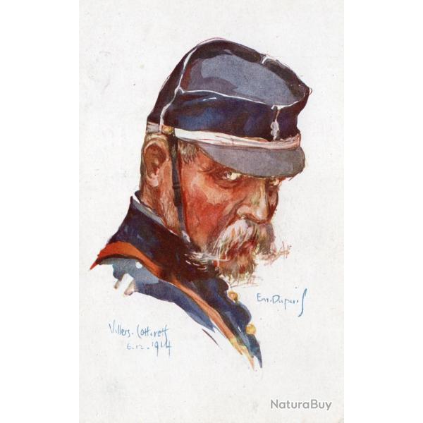 Carte postale illustr�e soldat fran�ais 1914 Villers-Cotter�t -N�8966