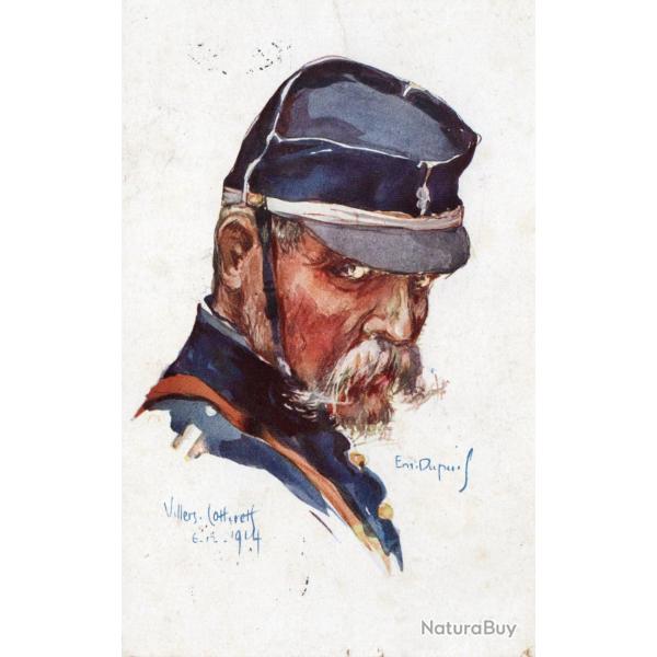 Carte postale illustr�e d'un portrait de soldat fran�ais, Villers-Cotter�ts 1914 -N�8967
