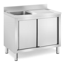Plonge en acier inoxydable inox professionnelle sur meuble bas armoire placard avec &eacute;vier acier ino