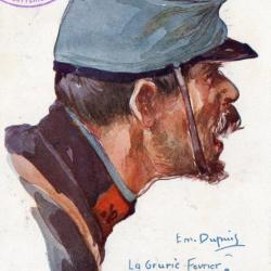 Carte postale illustr&eacute;e, soldat fran&ccedil;ais, 1915, La Gruerie -N&deg;8968