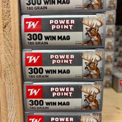 LOT 5 BO&Icirc;TES !!! WINCHESTER POWER POINT - CAL.300WM 180gr 11.6G !