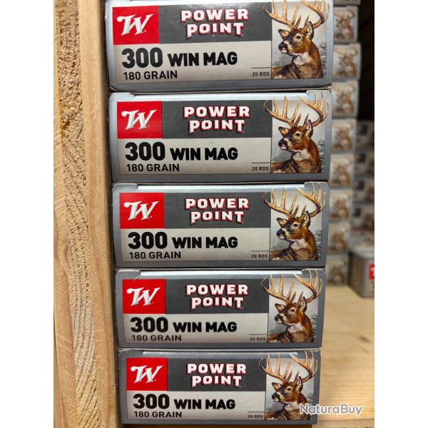 LOT 5 BO�TES !!! WINCHESTER POWER POINT - CAL.300WM 180gr 11.6G !