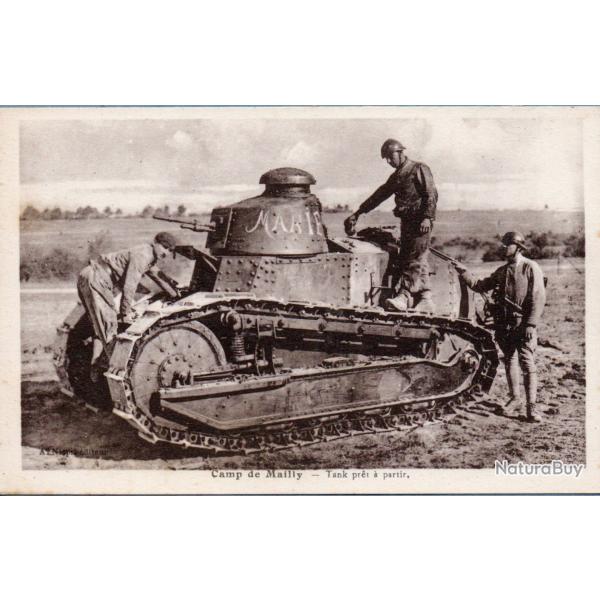 Carte postale ancienne - Camp de Mailly Tank Renault FT -N�8973