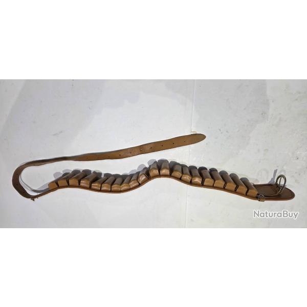 Cartouchiere cuir fauve 20 cartouches