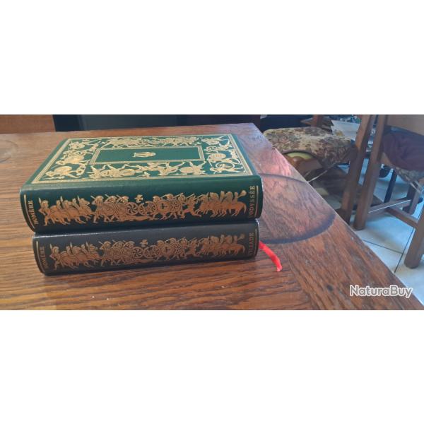 Hom�re - L'Iliade + L'Odyss�e - �ditions Jean de Bonnot - 2 volumes reli�s plein cuir