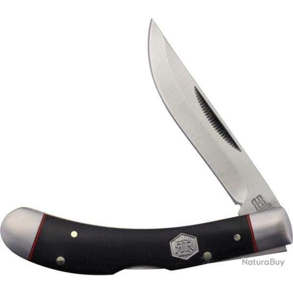 Couteau Pliant Rough Rider Lame Acier 440 Skinner Manche Micarta Noir Lockback RR2036