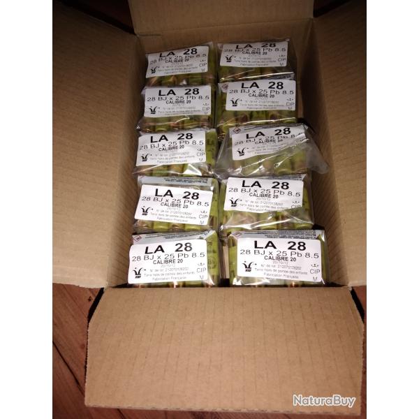 Carton de 250 cartouches cal 20 Jocker 28gr BJ en 8.5 port compris