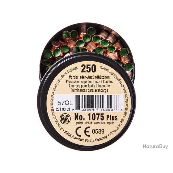 Amorces RWS Poudre noire 1075 PLUS - Boite de 250 unit�s