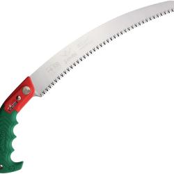 Scie d'&Eacute;lagage Courbe Samurai Ichiban 330 mm Lame Inox Manche Rouge et Vert &Eacute;tui SAM13114