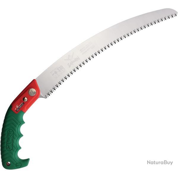 Scie d'�lagage Courbe Samurai Ichiban 330 mm Lame Inox Manche Rouge et Vert �tui SAM13114