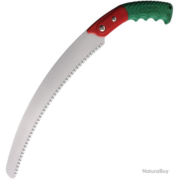Scie d'�lagage Courbe Samurai Ichiban 400 mm Lame Inox Manche Rouge et Vert Fourreau SAM13420