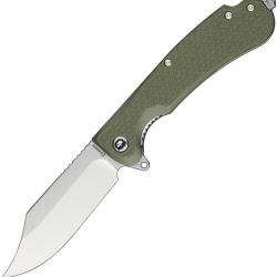 Couteau Daggerr Knives Powie Lame Acier 8Cr14MoV Clip Point Manche ABS Vert OD Linerlock DGRPWFOLSW