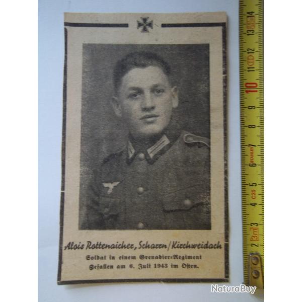 coupure journal d�c�s grenadier Allemand 1943 document militaire