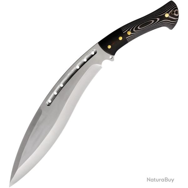 Couteau Kukri Defcon Tactical Lame Inox Manche Micarta Noir et Blanc �tui Cuir STT22026BK