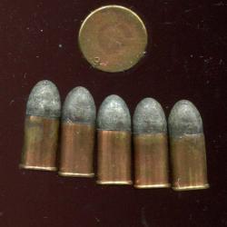 Lot de 6 cartouches 380 Bull Dog ou 9 mm revolver centrale - &eacute;tui cuivr&eacute; - PRIX PORT COMPRIS