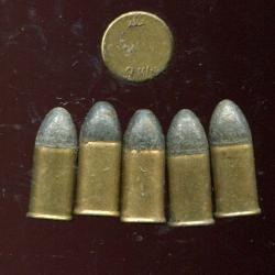 Lot de 6 cartouches 380 Bull Dog ou 9 mm revolver centrale - &eacute;tui laiton - PRIX PORT COMPRIS