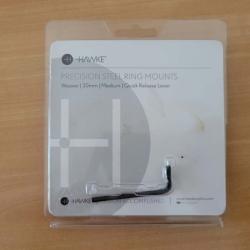 Colliers amovible M&eacute;dium HAWKE 30mm - 1� sans prix de r&eacute;serve !!