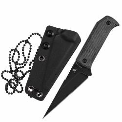 Couteau Fixe Tenable ToothPik Lame Acier 14C28N Blackwash Manche Micarta Noir &Eacute;tui Kydex G020A4