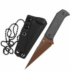 Couteau Fixe Tenable ToothPik Lame Acier 14C28N Rose Gold Manche Micarta Noir &Eacute;tui Kydex G020A3