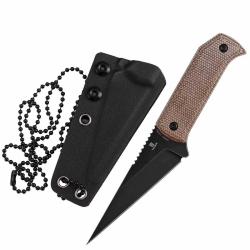Couteau Fixe Tenable ToothPik Lame Acier 14C28N Blackwash Manche Micarta Marron &Eacute;tui Kydex G020A2