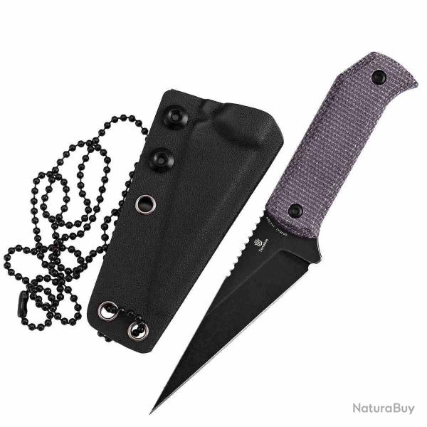 Couteau Fixe Tenable ToothPik Lame Acier 14C28N Blackwash Manche Micarta Violet �tui Kydex G020A1