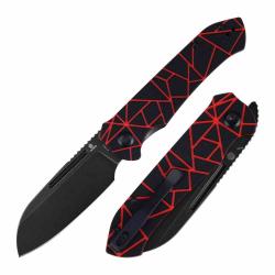 Couteau Tenable Rango Lame Acier 14C28N Manche G10 Noir Rouge Linerlock B1120A1