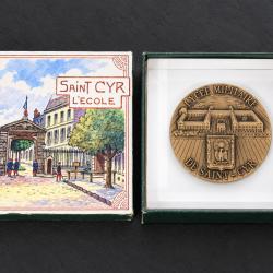 Presse-papier m&eacute;daille bronze & plexi : Lyc&eacute;e militaire Saint-Cyr  - Balme coldo