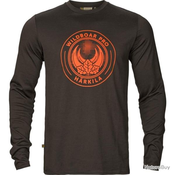 Destock !!! T-Shirt Harkila Game Shadow Brown Wildboar LS