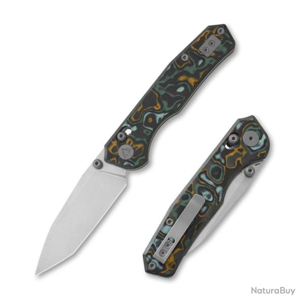 Couteau CMB Made Knives Explorer V2 Lame 14C28N Tanto Stonewash Manche Fat Carbon Axis Lock CMB22E
