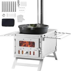 Po&ecirc;le &agrave; Bois Portable VEVOR Inox - Camping Bivouac - Chemin&eacute;e 2 m - 5,3 kg