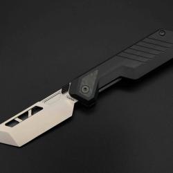 Couteau Ketuo Mutiny Lame Acier 14C28N Tanto Microbill&eacute;e Manche G10 Noir Linerlock KETM0165
