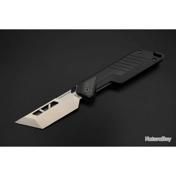 Couteau Ketuo Mutiny Lame Acier 14C28N Tanto Microbill�e Manche G10 Noir Linerlock KETM0165
