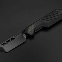 Couteau Ketuo Mutiny Lame Acier 14C28N Tanto PVD Noir Manche G10 Noir Linerlock KETM0166